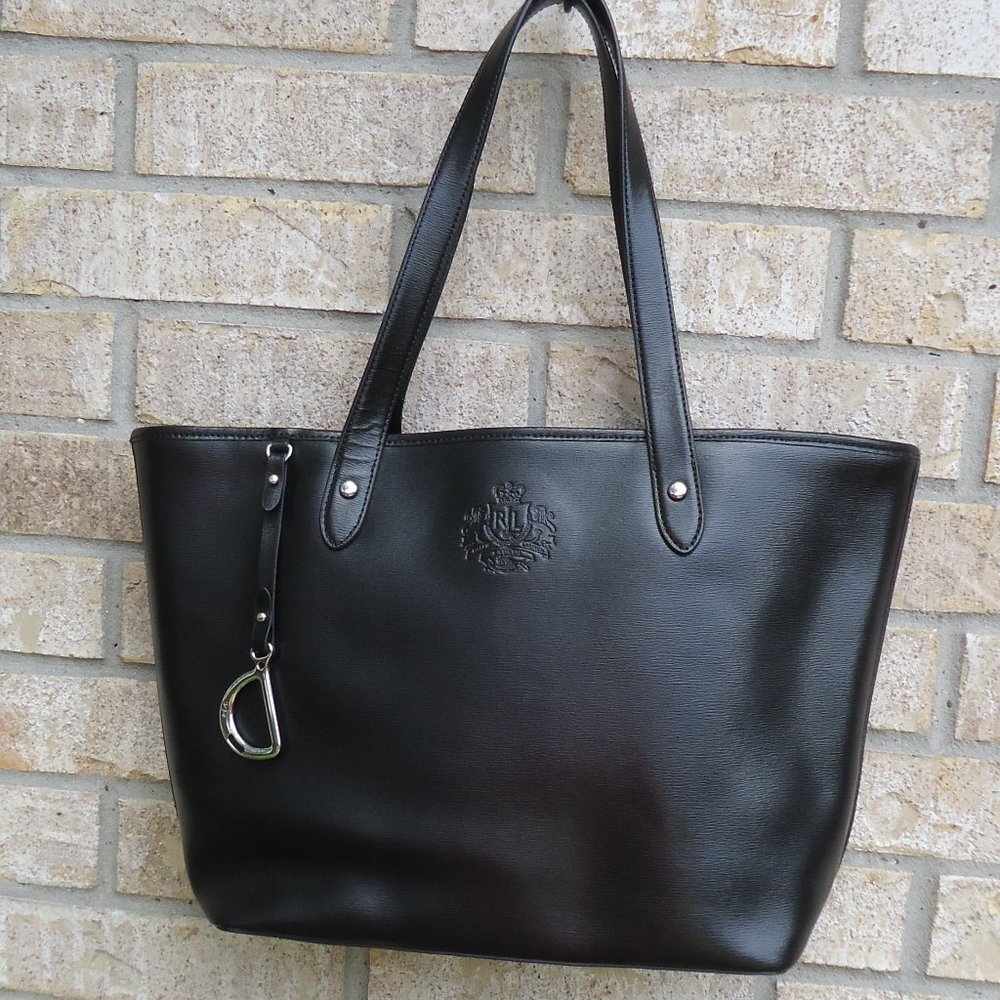 LAUREN Ralph Lauren Large Black Tote Shoulder Bag.